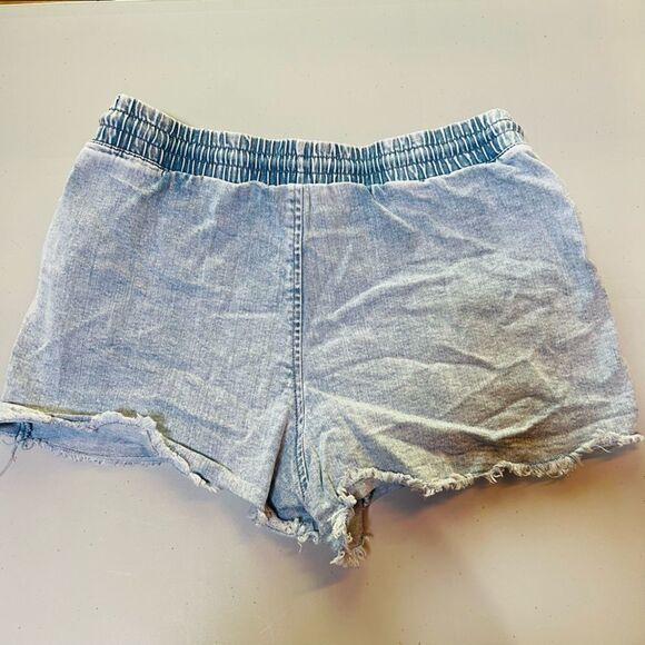 Blue jean shorts Cutoff shorts elastic drawstring waist M 7/8 - Picture 3 of 3